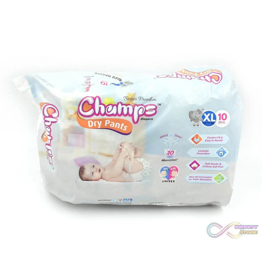 Champs Soft & Dry Baby Diaper Pants (XL, 10 Pcs): Leakproof Comfort - infinityexculsivestore.com