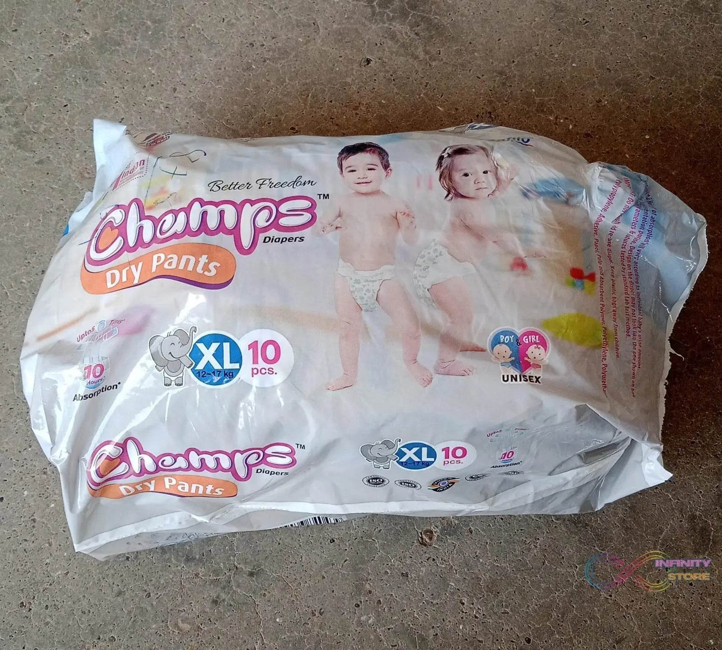Champs Soft & Dry Baby Diaper Pants (XL, 10 Pcs): Leakproof Comfort - infinityexculsivestore.com