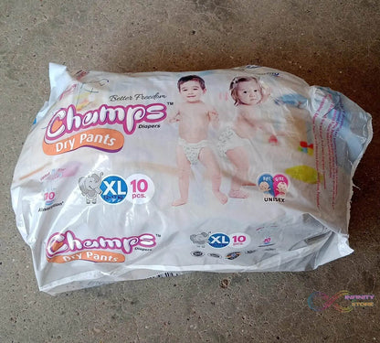 Champs Soft & Dry Baby Diaper Pants (XL, 10 Pcs): Leakproof Comfort - infinityexculsivestore.com