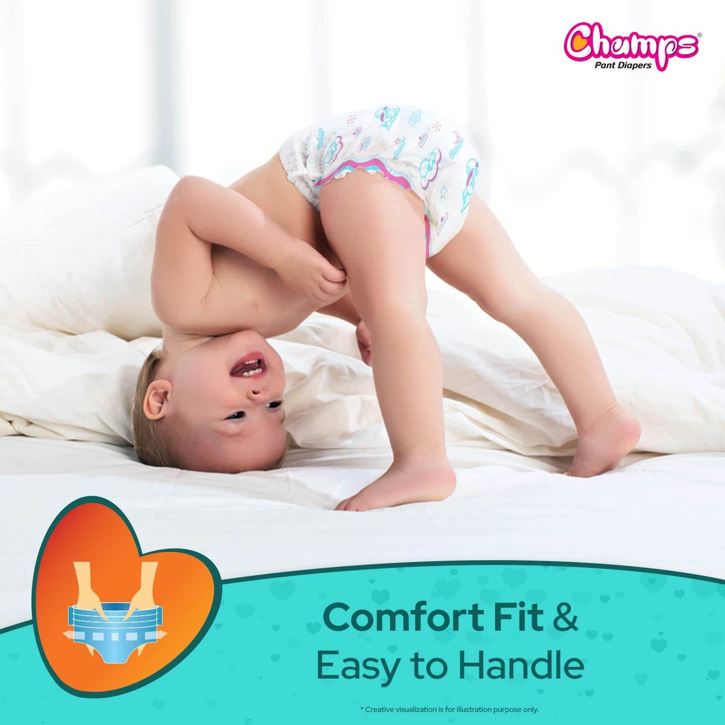 Champs Soft and Dry Baby Diaper Pants 62 Pcs (Large Size L62) - infinityexculsivestore.com