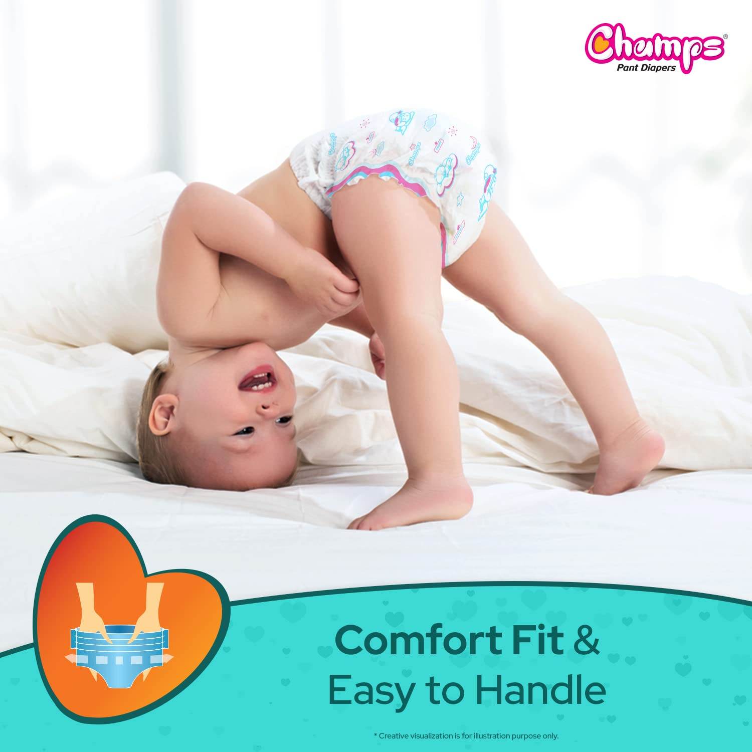 Champs Soft and Dry Baby Diaper Pants 62 Pcs (Large Size L62) - infinityexculsivestore.com