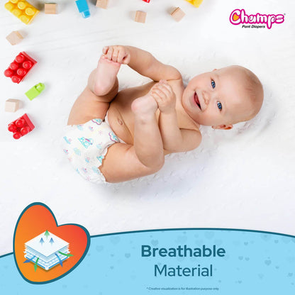 Champs Soft and Dry Baby Diaper Pants 74 Pcs (Medium Size M74) - infinityexculsivestore.com