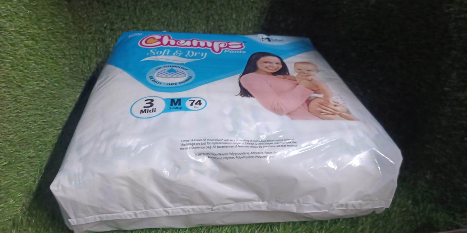 Champs Soft and Dry Baby Diaper Pants 74 Pcs (Medium Size M74) - infinityexculsivestore.com