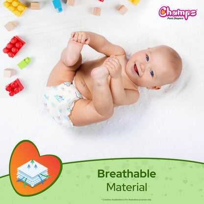 Champs Soft and Dry Baby Diaper Pants 78 Pcs (Small Size S78) - infinityexculsivestore.com