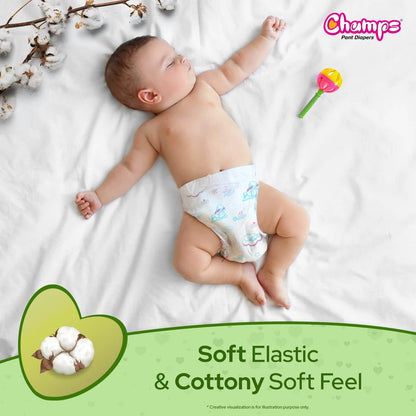 Champs Soft and Dry Baby Diaper Pants 78 Pcs (Small Size S78) - infinityexculsivestore.com