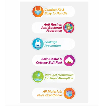 Champs Travel Diapers (Large, 10 Pcs): Leakproof, Soft & Dry, Baby Diaper Pants - infinityexculsivestore.com