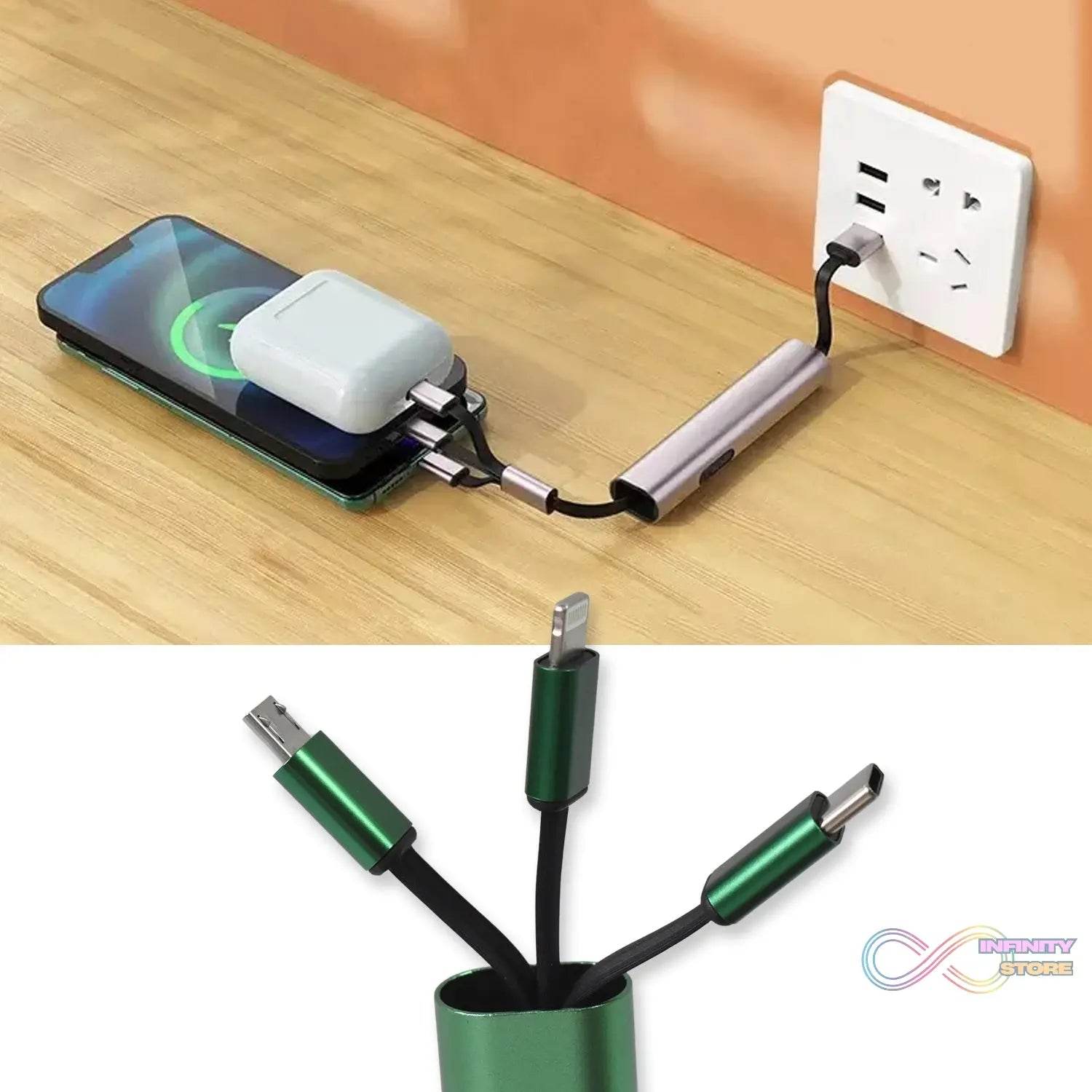 Charging Cable, 3 in 1 Extendable, Data transmit & Charging Cable (1 Pc) - infinityexculsivestore.com