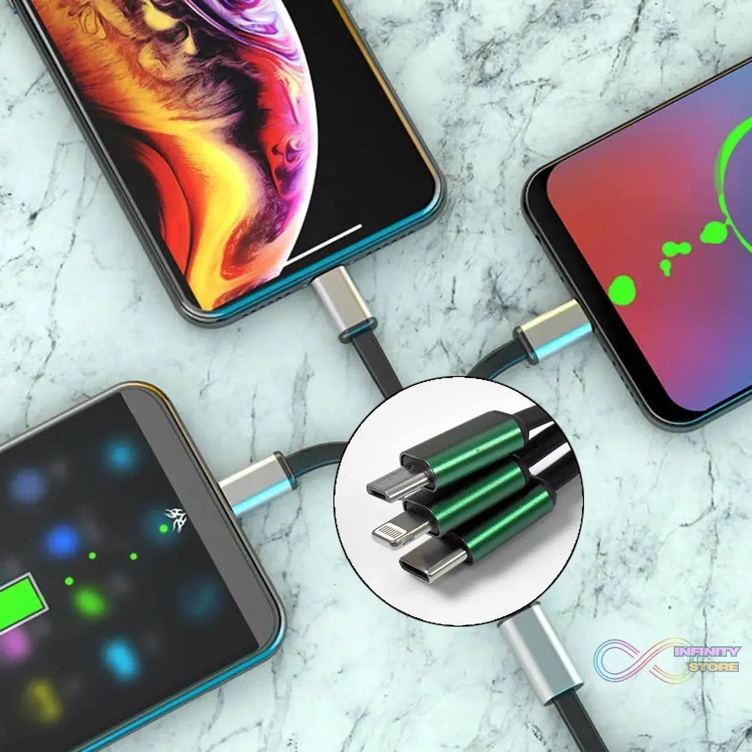 Charging Cable, 3 in 1 Extendable, Data transmit & Charging Cable (1 Pc) - infinityexculsivestore.com
