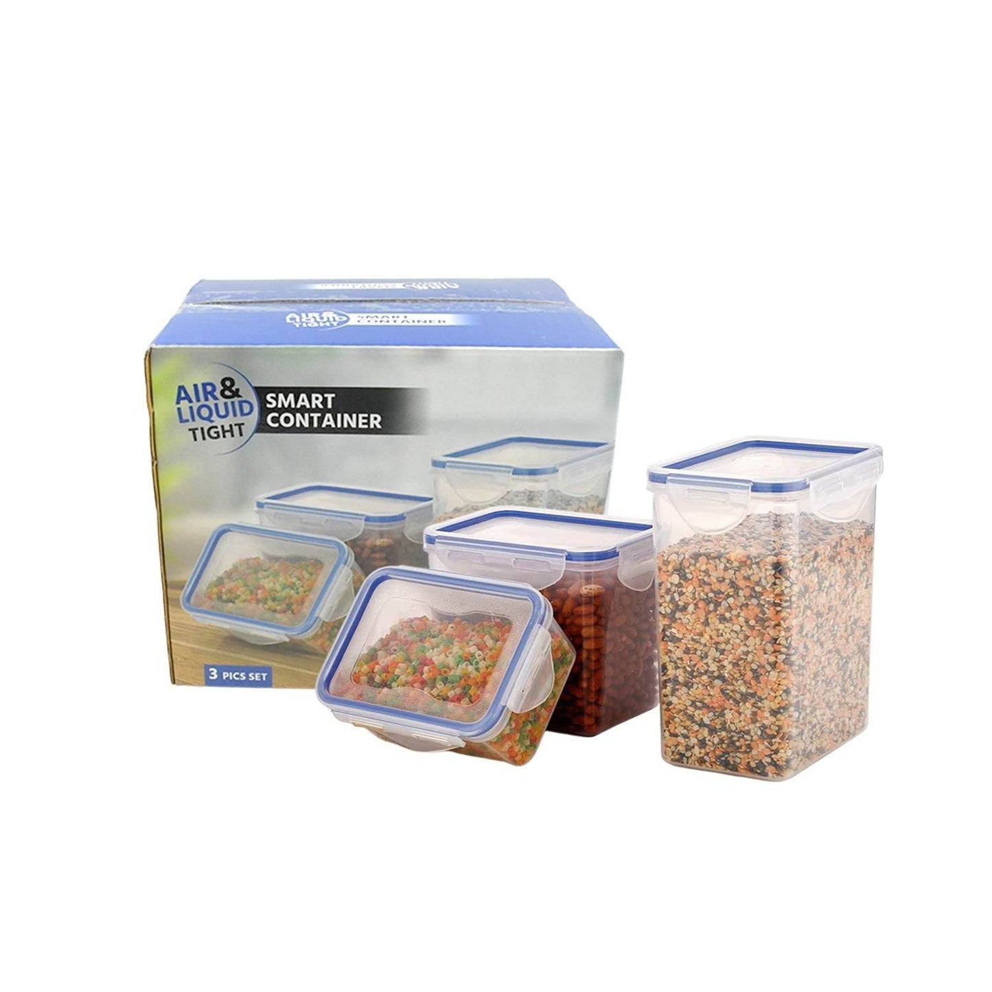 Classics Rectangular Plastic Airtight Food Storage Containers with Leak Proof Locking Lid Storage container set of 3 Pc( Approx Capacity 500ml,1000ml,1500ml, Transparent) - infinityexculsivestore.com