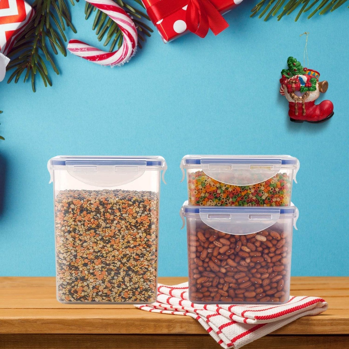 Classics Rectangular Plastic Airtight Food Storage Containers with Leak Proof Locking Lid Storage container set of 3 Pc( Approx Capacity 500ml,1000ml,1500ml, Transparent) - infinityexculsivestore.com
