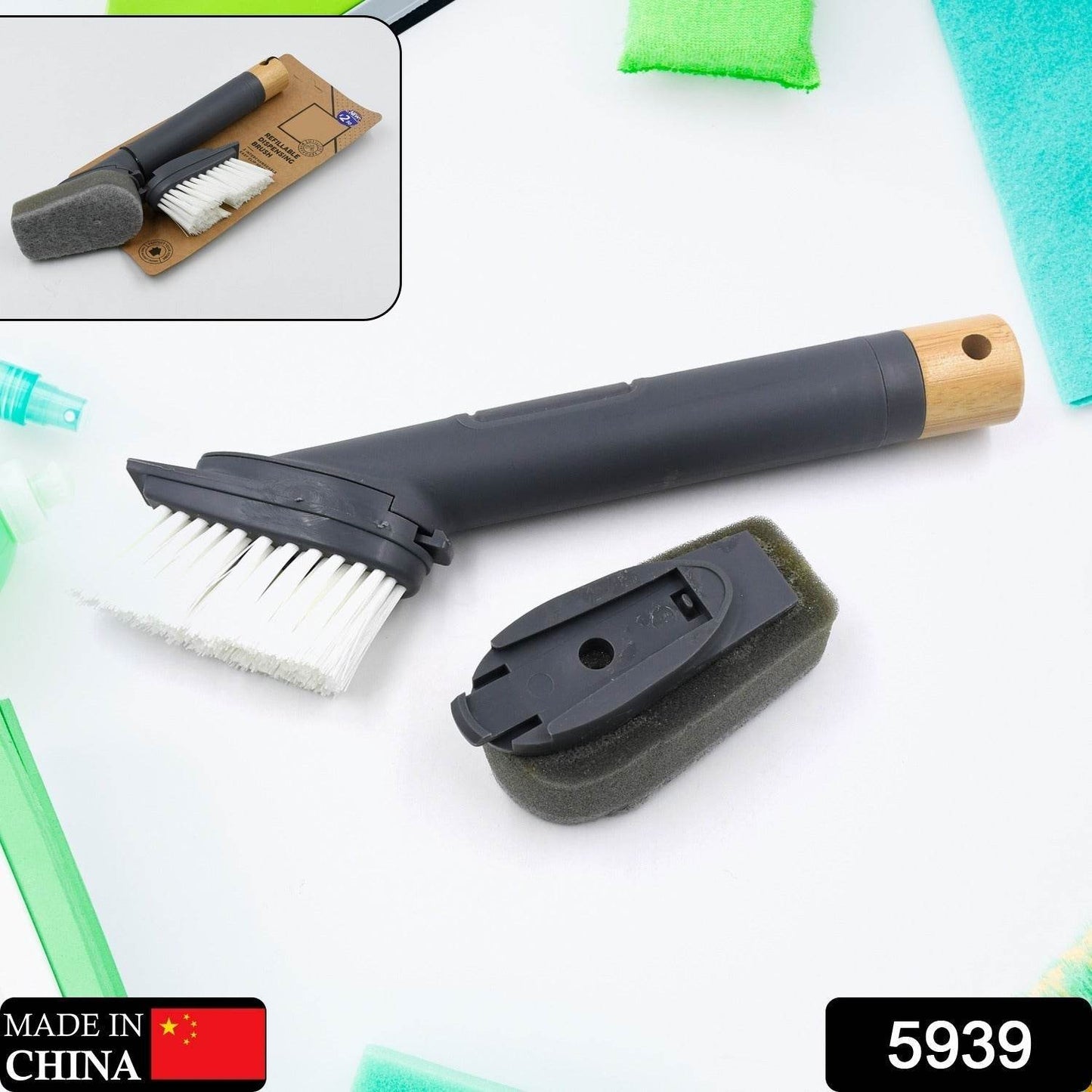 Cleaning Brushes Set, Scrub Brush Bathroom Brush, Long Handle Liquid Dispenser Pot Washing Brush - infinityexculsivestore.com