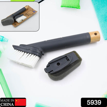Cleaning Brushes Set, Scrub Brush Bathroom Brush, Long Handle Liquid Dispenser Pot Washing Brush - infinityexculsivestore.com