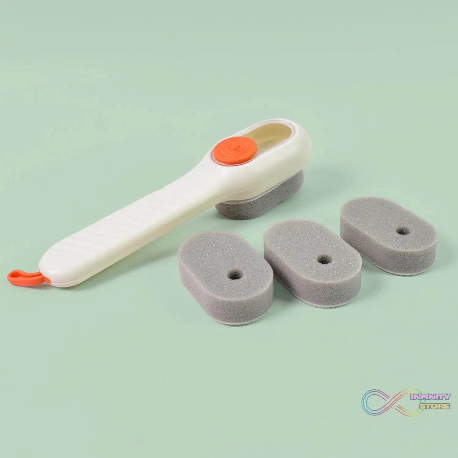 Cleaning Sponge Brush with Liquid / Soap Dispenser & With 4 Refill Brush Heads (1 Set) - infinityexculsivestore.com