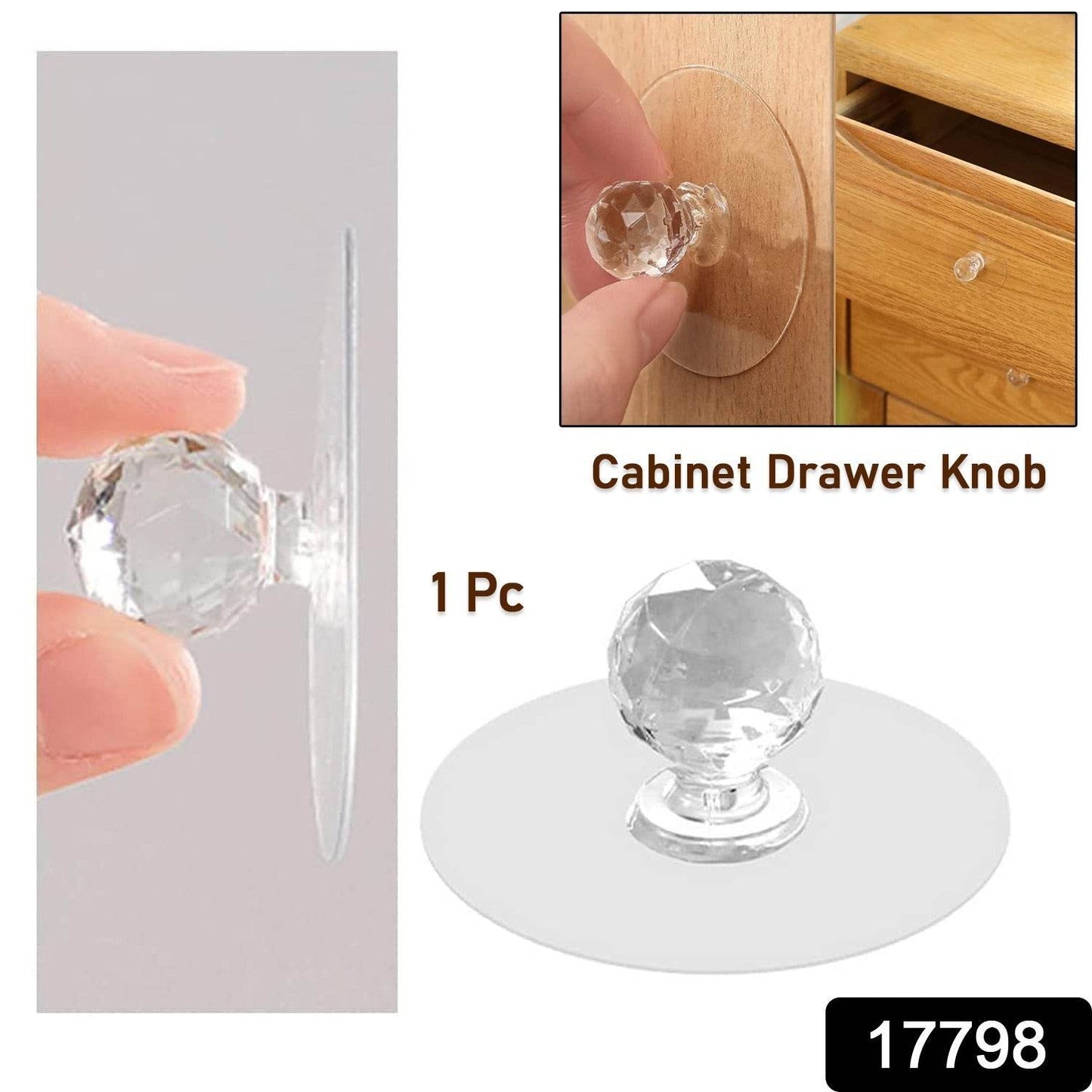 Clear Cabinet Drawer Knobs / Hook, Diamond Crystal Shaped Pulls Handles for Wardrobe, Cupboard, Bathroom Dresser, Furniture Door Window (1 Pc) - infinityexculsivestore.com