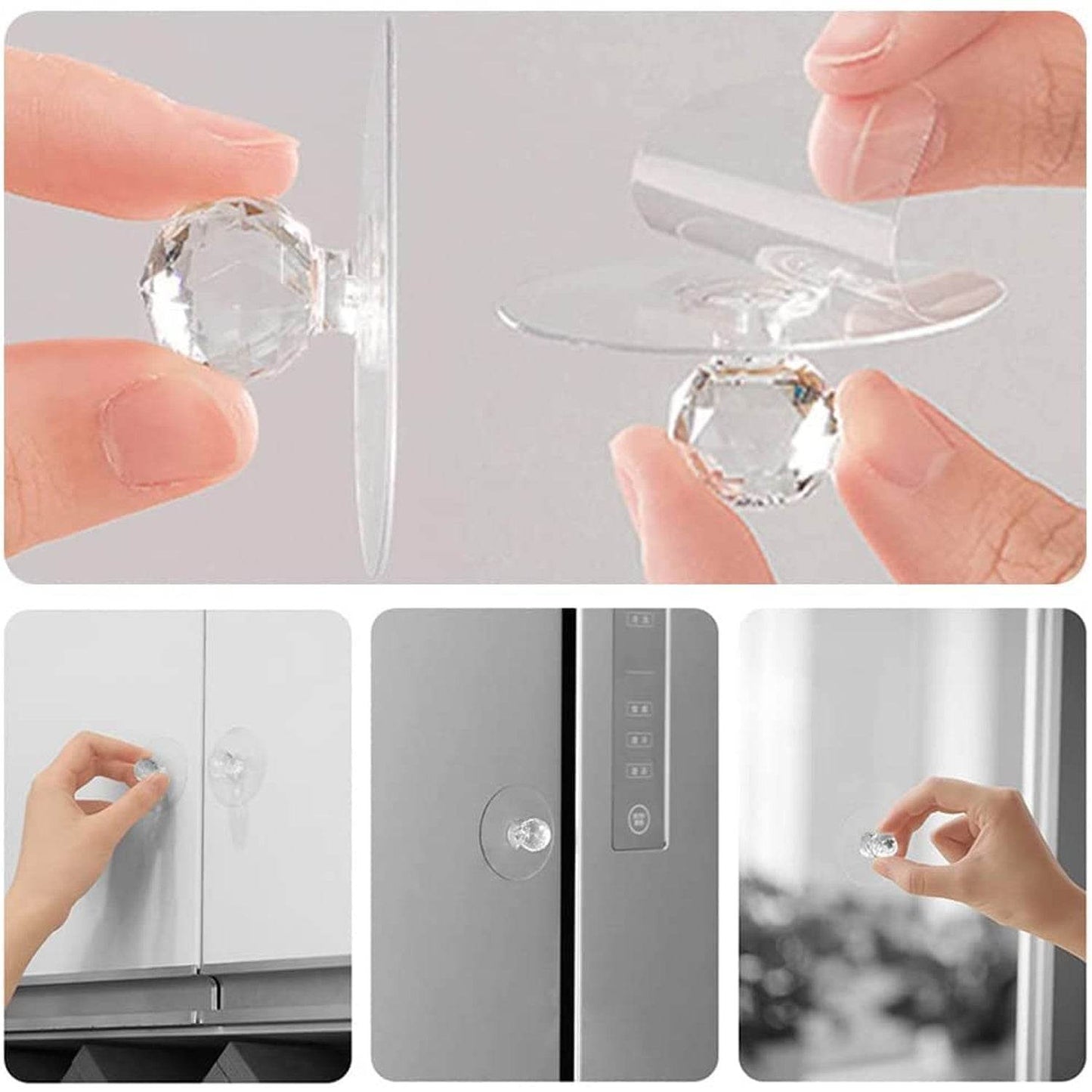 Clear Cabinet Drawer Knobs / Hook, Diamond Crystal Shaped Pulls Handles for Wardrobe, Cupboard, Bathroom Dresser, Furniture Door Window (1 Pc) - infinityexculsivestore.com