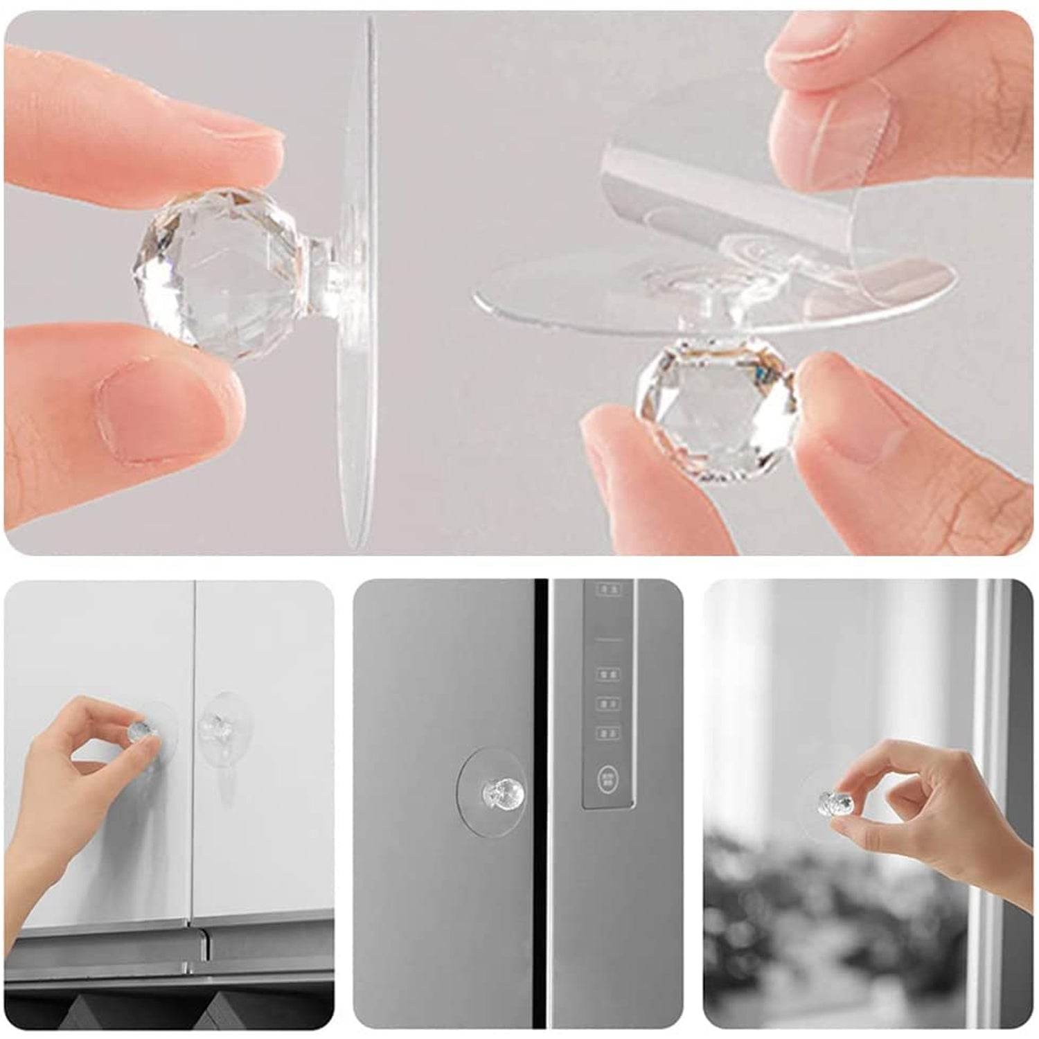 Clear Cabinet Drawer Knobs / Hook, Diamond Crystal Shaped Pulls Handles for Wardrobe, Cupboard, Bathroom Dresser, Furniture Door Window (1 Pc) - infinityexculsivestore.com