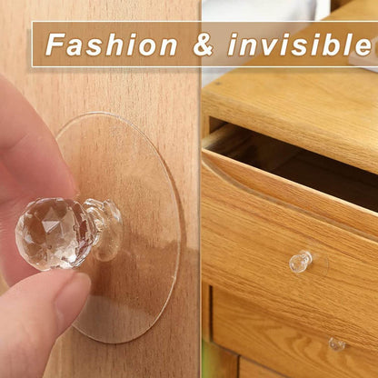 Clear Cabinet Drawer Knobs / Hook, Diamond Crystal Shaped Pulls Handles for Wardrobe, Cupboard, Bathroom Dresser, Furniture Door Window (1 Pc) - infinityexculsivestore.com