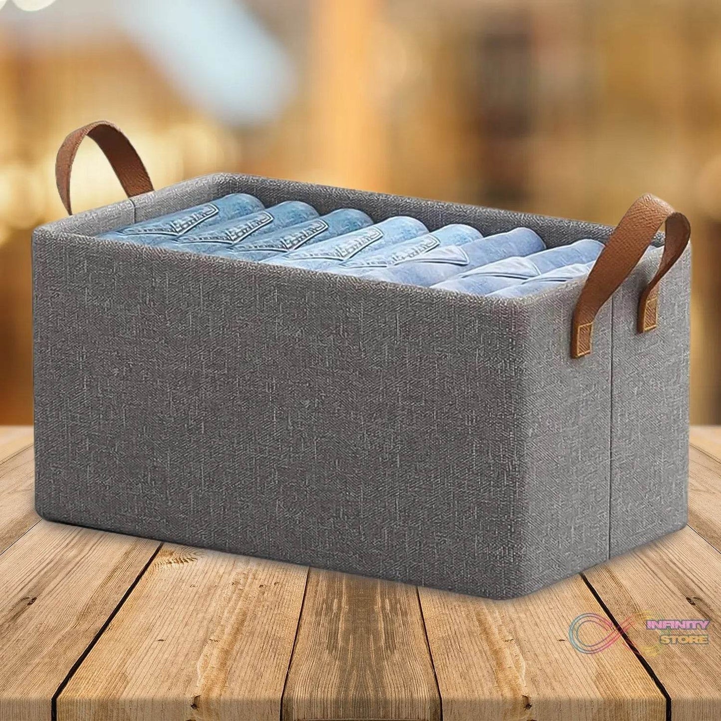 Cloth storage baskets, closet storage bins, Canvas Fabric Storage Basket for shelves, basket organizers for shelf, storage bins for clothes (48×27 Cm) - infinityexculsivestore.com