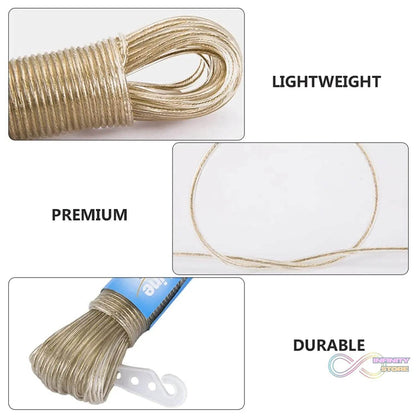 Clothesline Portable Travel Clothesline Adjustable with 2 Plastic Hooks (10 M Approx / 1 Pc) - infinityexculsivestore.com