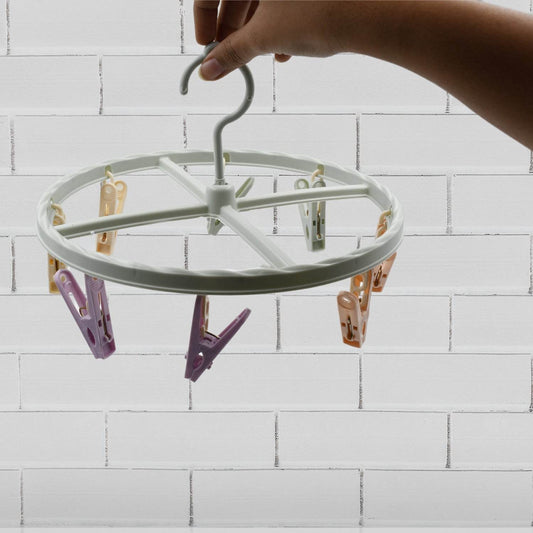 Clothespin Rack Laundry Drying Rack, Clothes Hangers with 8 Clips, Clip Hanger Drip Hanger for Drying Underwear, Baby Clothes, Socks, Bras, Towel, Cloth Diapers, Gloves - infinityexculsivestore.com