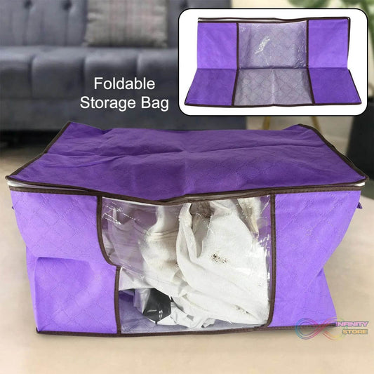 Clothing storage bag with zipper, non-woven storage bag for storing the clothes and sarees. - infinityexculsivestore.com