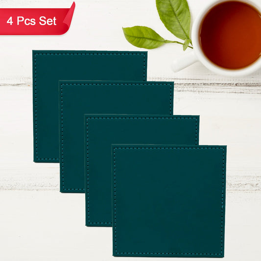 Square Tea Coaster - Dining Table Decor Accessories - Coaster for Dining Table for Hot Pots Coasters for Cups Durable and Long - Lasting, Leather Coffee Table for Home or Office Use (4 pc) - infinityexculsivestore.com