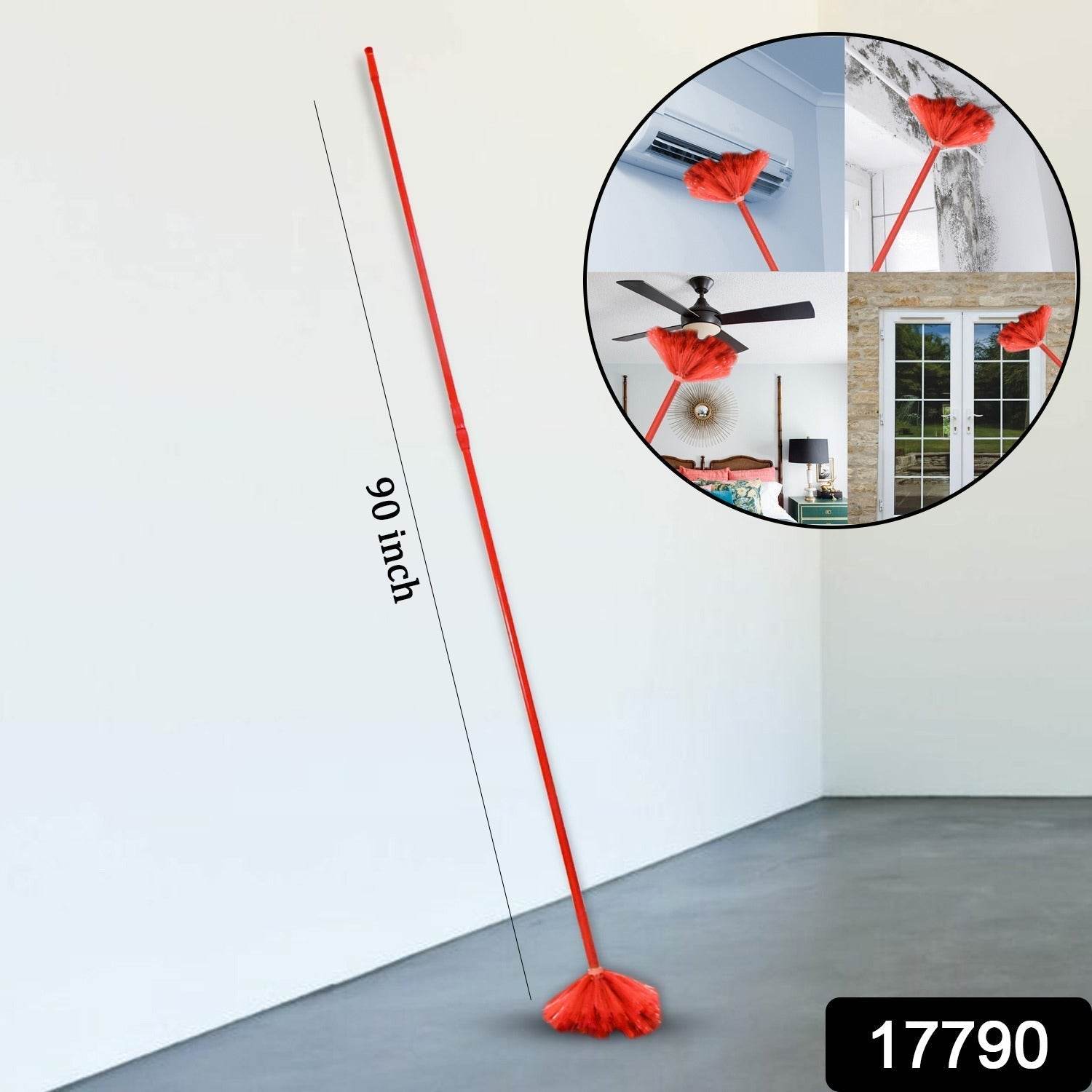 Cobweb Brush With Metal Strong Long Extendable Handle for Dusting, Ceiling Cobweb Cleaning, Brush for Lights, Fans & Webs Cleaning for Home / Kitchen (90 Inch / MOQ :- 6 Pc) - infinityexculsivestore.com