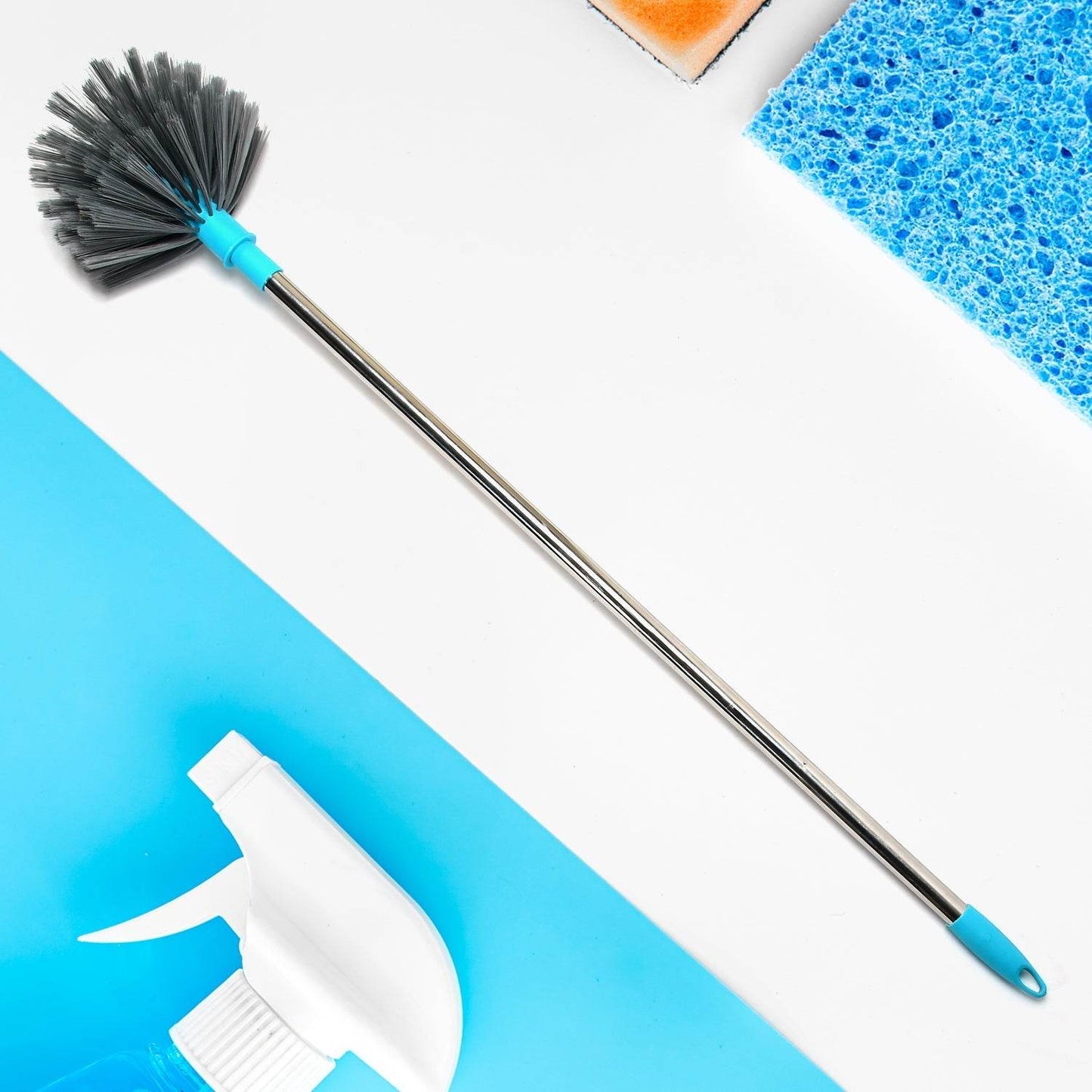 Cobweb Brush With Stainless Steel Strong Long Extendable Handle for Dusting, Ceiling Cobweb Cleaning, Brush for Lights, Fans & Webs Cleaning for Home / Kitchen - infinityexculsivestore.com