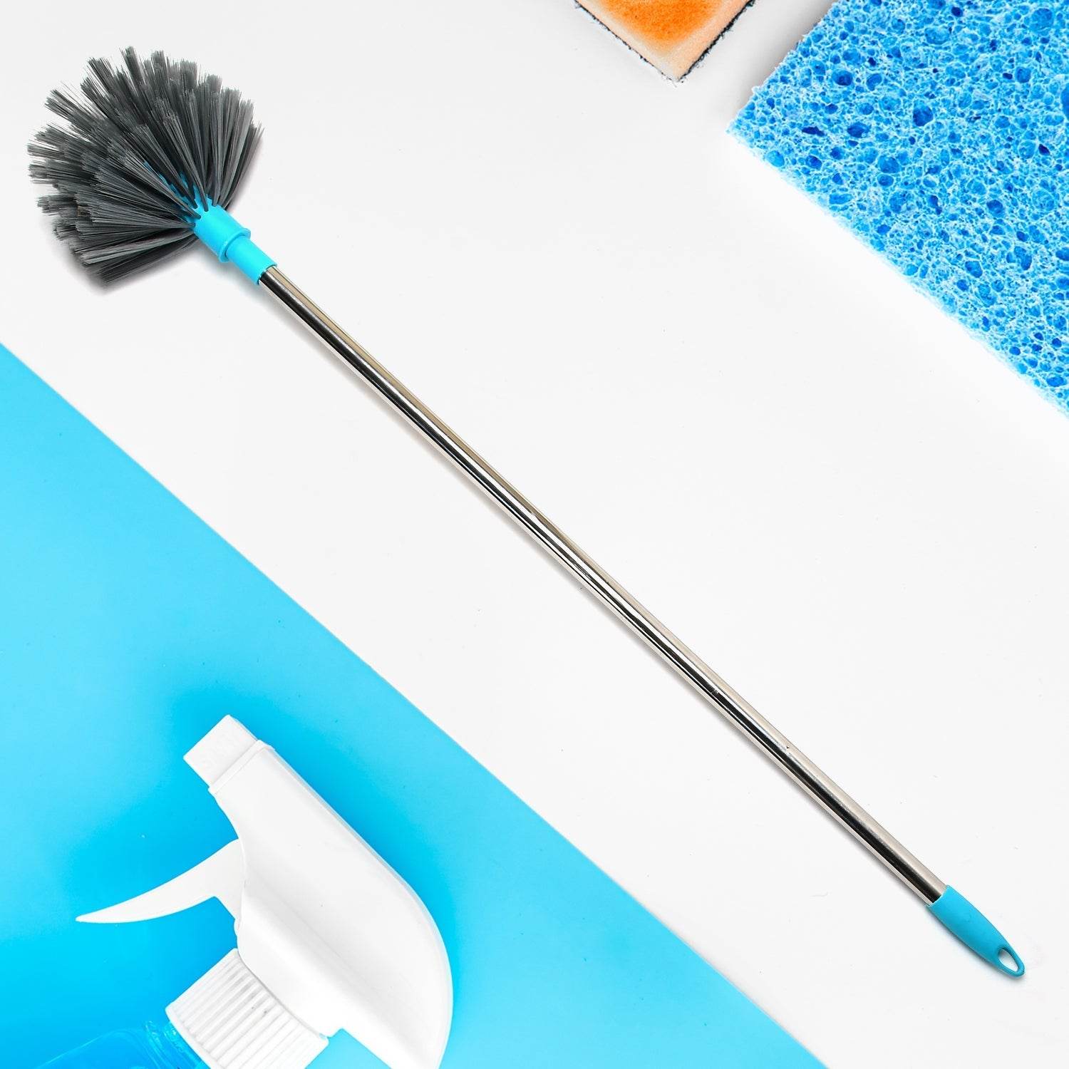 Cobweb Brush With Stainless Steel Strong Long Extendable Handle for Dusting, Ceiling Cobweb Cleaning, Brush for Lights, Fans & Webs Cleaning for Home / Kitchen - infinityexculsivestore.com