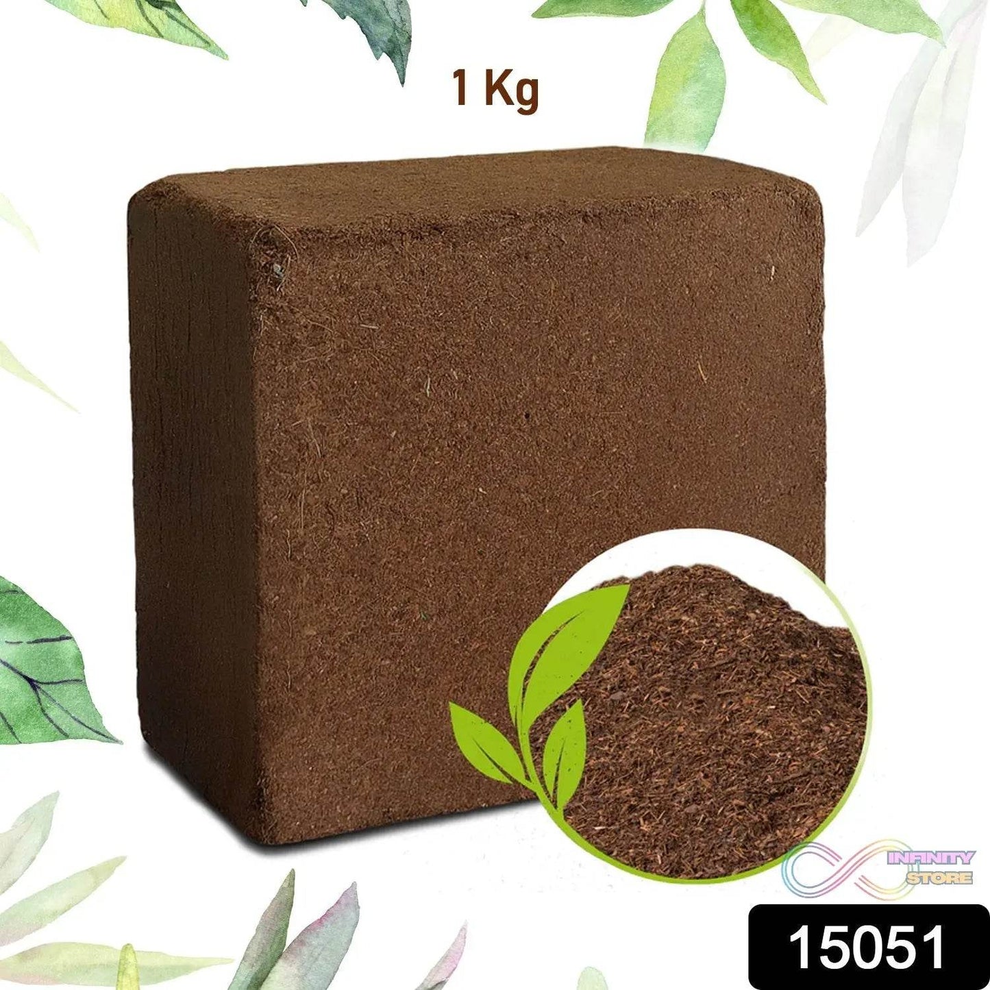 Cocopeat Block Organic Fertilizer and Soil Manure Potting Mixture for Home Gardening and Potted Plants (1 KG.) - infinityexculsivestore.com