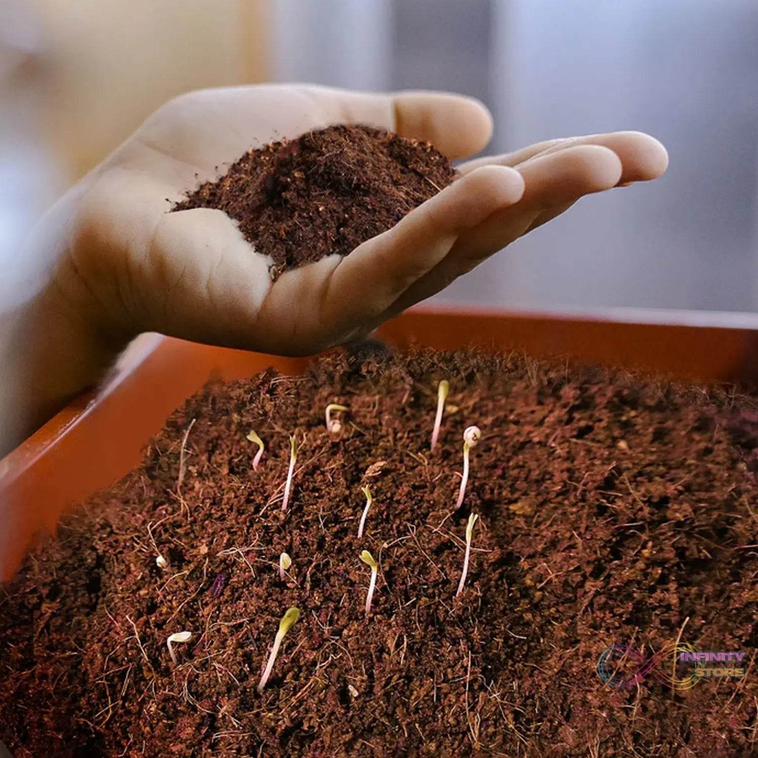 Cocopeat Block Organic Fertilizer and Soil Manure Potting Mixture for Home Gardening and Potted Plants (1 KG.) - infinityexculsivestore.com