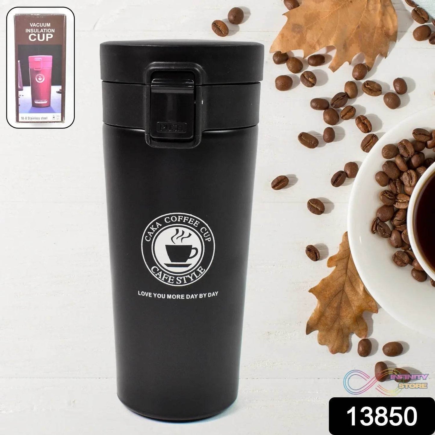 Coffee Travel Mug Insulated Coffee Cup with Leakproof Lid (380ml Approx / 1 Pc) - infinityexculsivestore.com