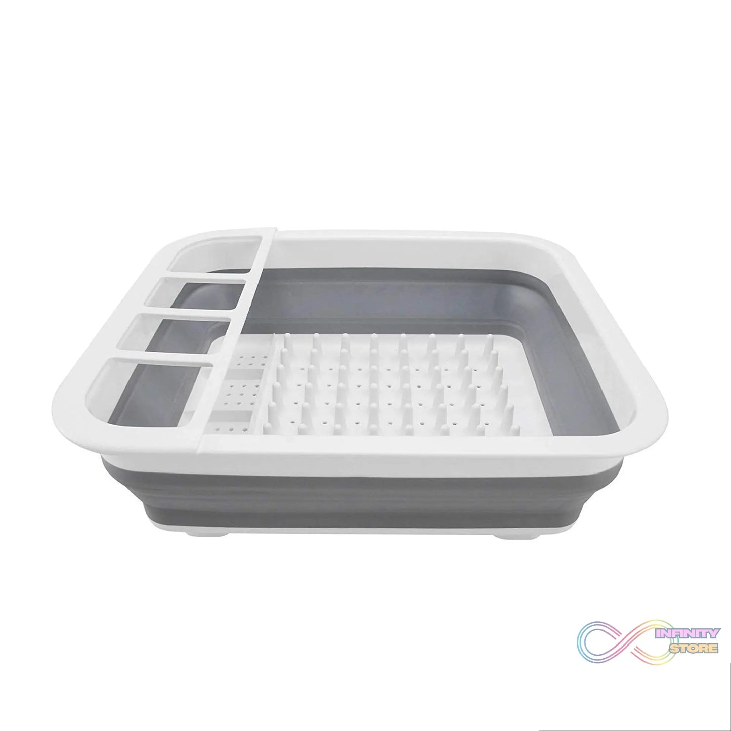 Collapsible silicone dish drying rack with utensil storage holder