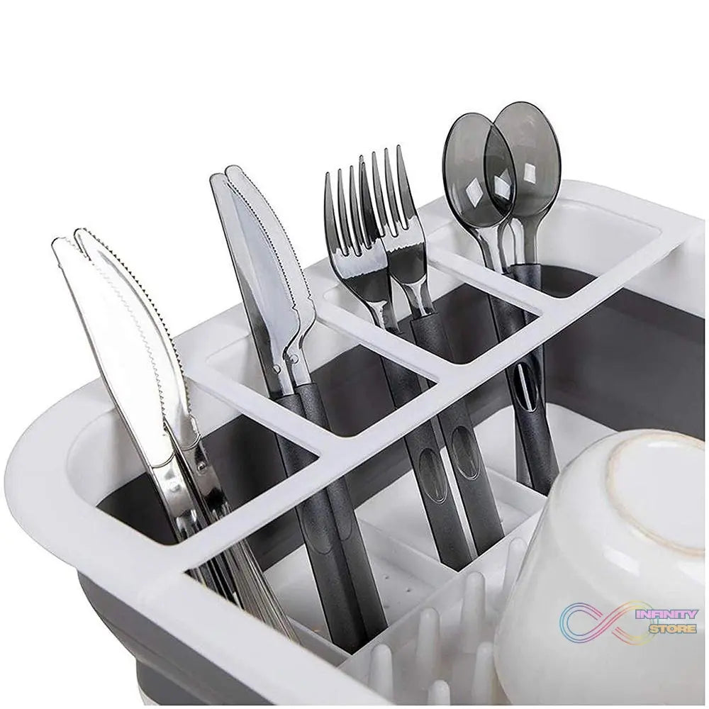 Collapsible silicone rack for drying dishes and storing utensils