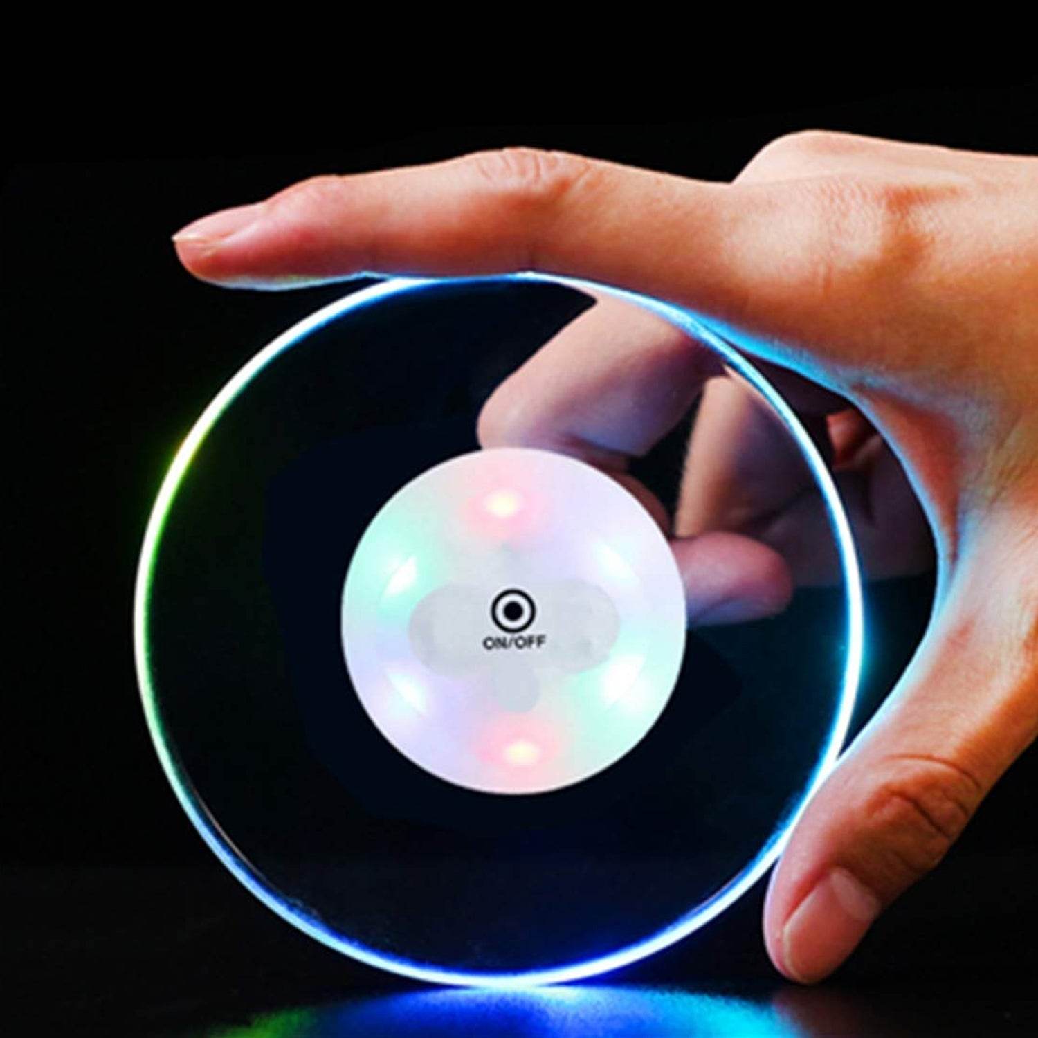 Colorful LED Cocktail Coaster, Round Ultra-Thin LED Drink Coaster (1 Pc) - infinityexculsivestore.com