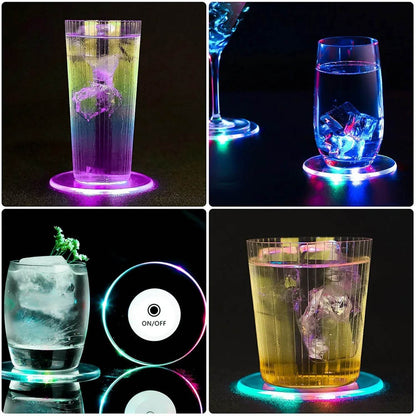 Colorful LED Cocktail Coaster, Round Ultra-Thin LED Drink Coaster (1 Pc) - infinityexculsivestore.com