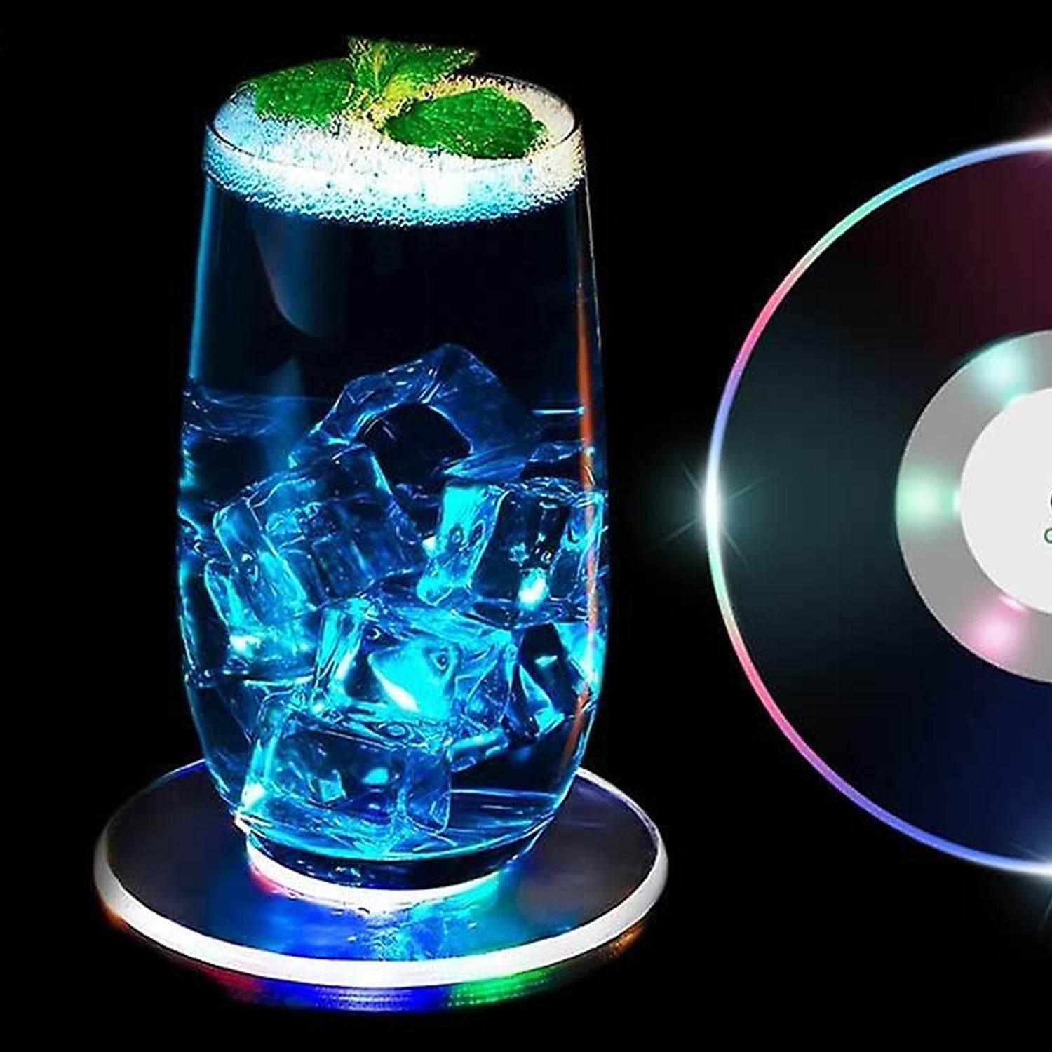 Colorful LED Cocktail Coaster, Round Ultra-Thin LED Drink Coaster (1 Pc) - infinityexculsivestore.com