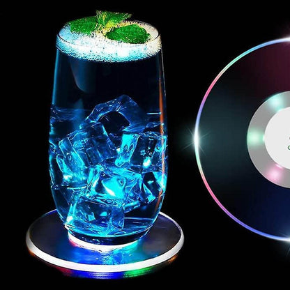 Colorful LED Cocktail Coaster, Round Ultra-Thin LED Drink Coaster (1 Pc) - infinityexculsivestore.com