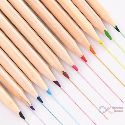 Colorful Wooden Pencil Set with Pencil box, Ruler, Sharpener For for Kids, Artist, Architect (12 Pcs Set) - infinityexculsivestore.com