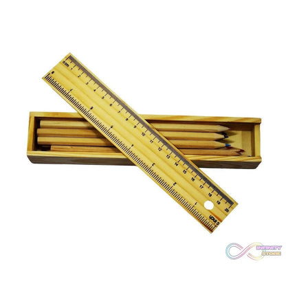 Colorful Wooden Pencil Set with Pencil box, Ruler, Sharpener For for Kids, Artist, Architect (12 Pcs Set) - infinityexculsivestore.com