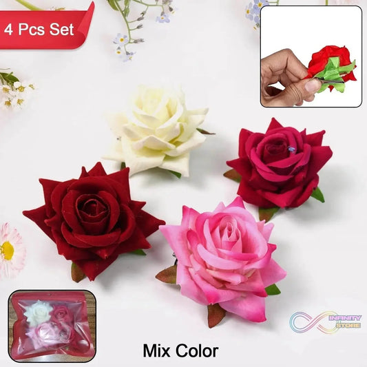 Colourful Flowing Flower Hair Pin (4 Pcs Set / Mix Color) - infinityexculsivestore.com