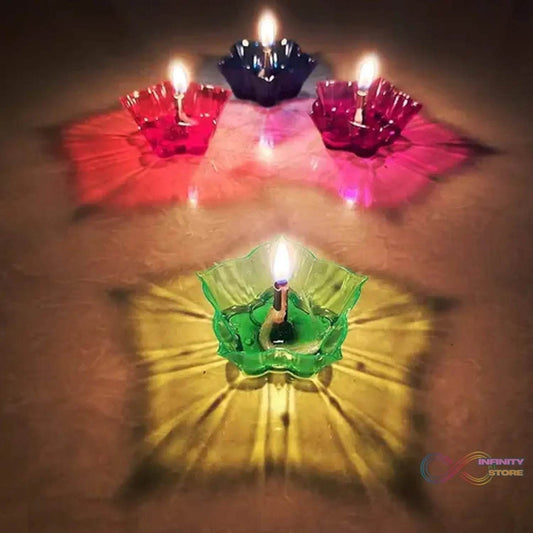 Colourful Reflection Diya Combo Plastic Candle Cup with Multi Shape (12 Pcs Set) - infinityexculsivestore.com