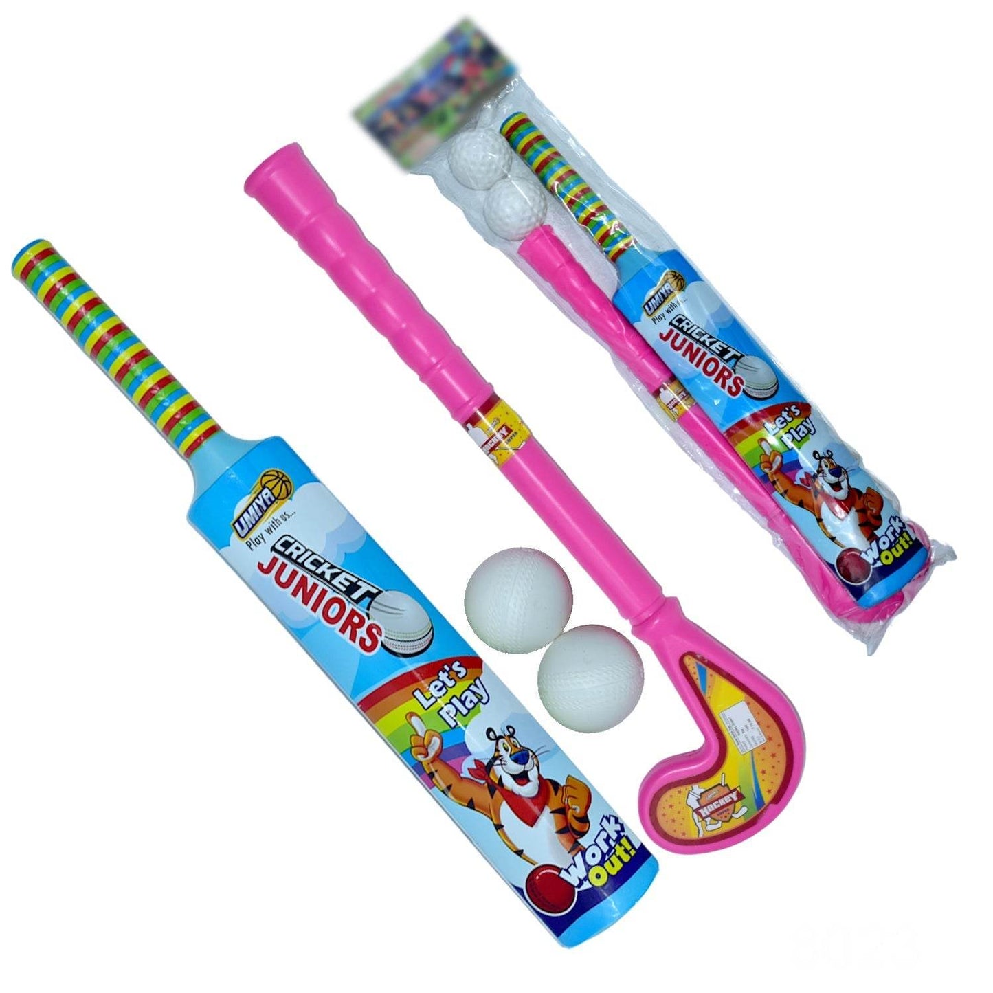 Combo of Light Weight Plastic Bat, Ball & Hockey for Kids - infinityexculsivestore.com