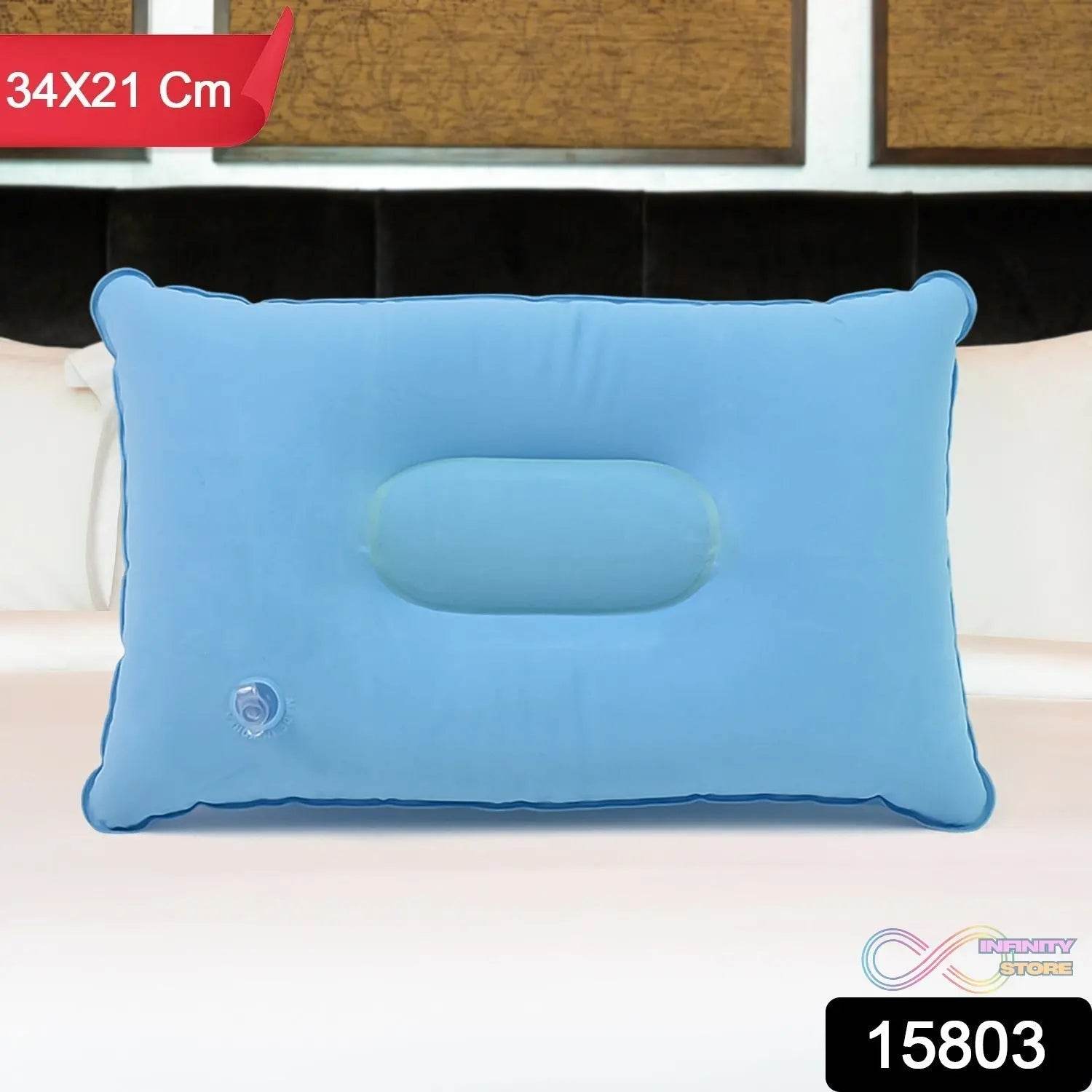 Comfortable Inflating Travel Pillow (34×21 Cm / 1 Pc / Mix Color) - infinityexculsivestore.com