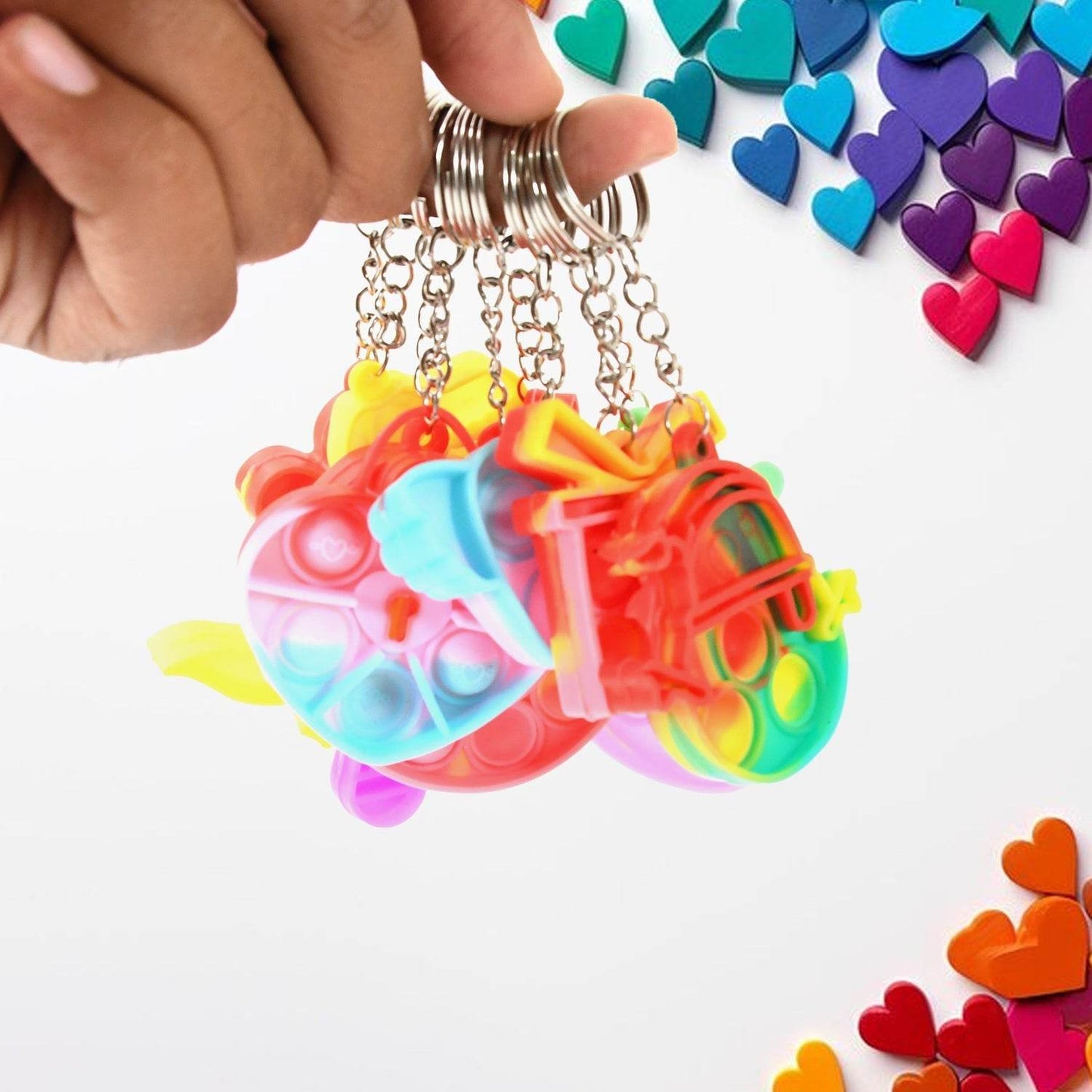 Compact Silicone Pop it Keychain Toy - Birthday Return Gift of Kids - Portable Bubble Popping Fun Stress Relief Fidget Toy (mix design | 1 Pc) - infinityexculsivestore.com