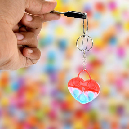 Compact Silicone Pop it Keychain Toy - Birthday Return Gift of Kids - Portable Bubble Popping Fun Stress Relief Fidget Toy (mix design | 1 Pc) - infinityexculsivestore.com
