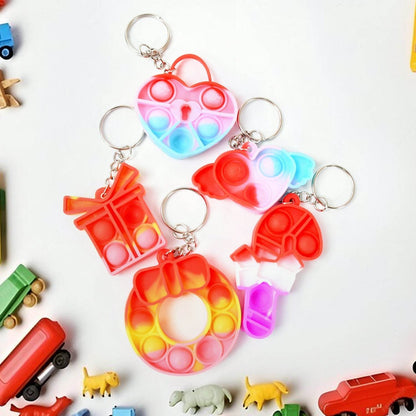 Compact Silicone Pop it Keychain Toy - Birthday Return Gift of Kids - Portable Bubble Popping Fun Stress Relief Fidget Toy (mix design | 1 Pc) - infinityexculsivestore.com