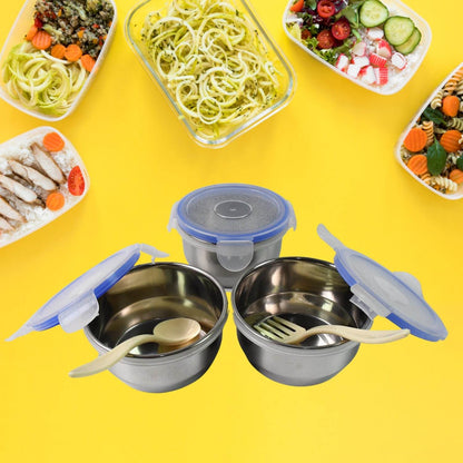 Compact Stainless Steel Airtight Lunch Box Set - 4 pcs (3 Leakproof Containers and 1 Bottle) - infinityexculsivestore.com