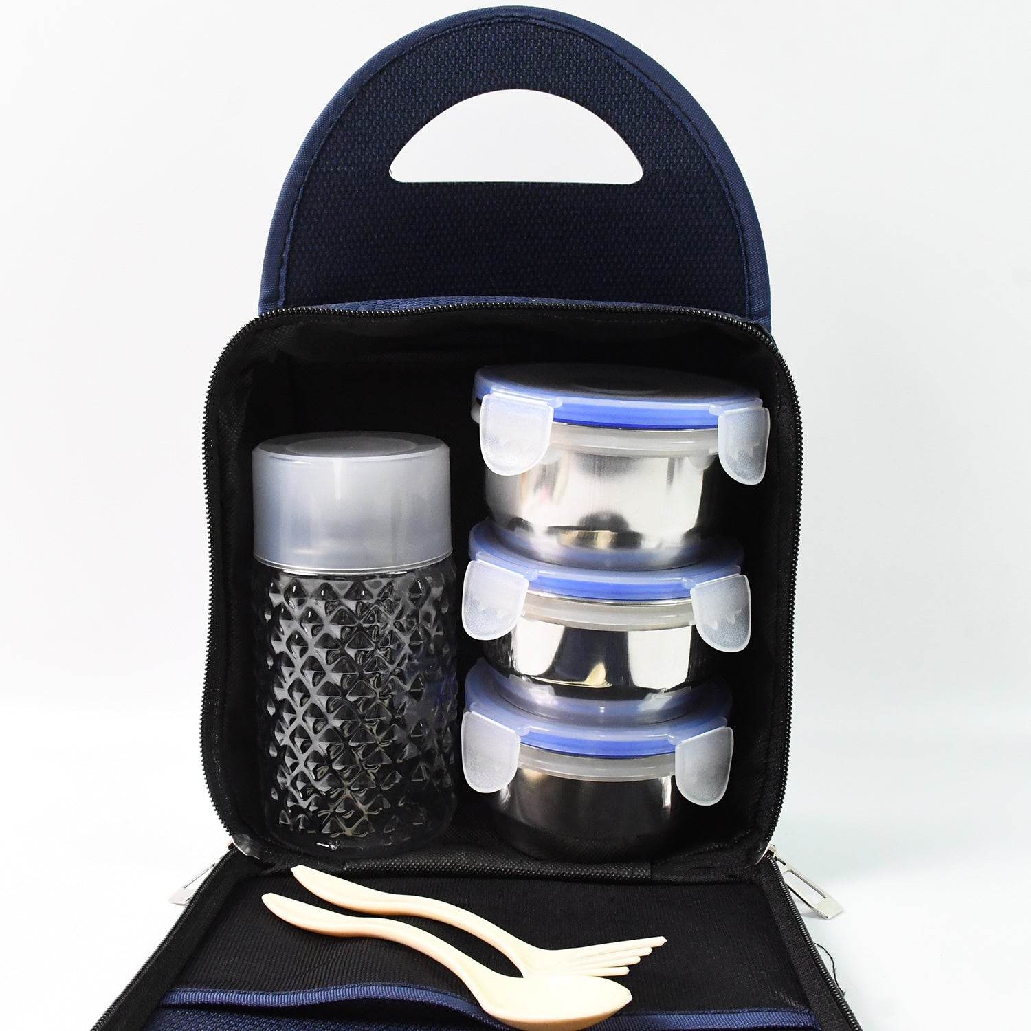 Compact Stainless Steel Airtight Lunch Box Set - 4 pcs (3 Leakproof Containers and 1 Bottle) - infinityexculsivestore.com