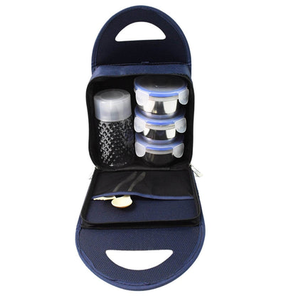 Compact Stainless Steel Airtight Lunch Box Set - 4 pcs (3 Leakproof Containers and 1 Bottle) - infinityexculsivestore.com